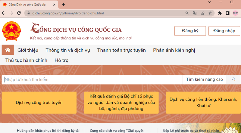 Nộp hồ sơ online qua Cổng dịch vụ công quốc gia