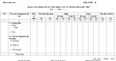 Mẫu báo cáo về sự biến động hàng tồn kho