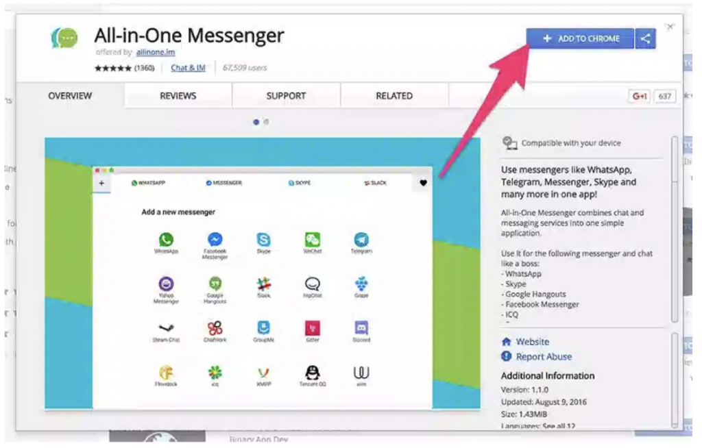 Tải và thêm tiện ích All-in-One Messenger vào Chrome