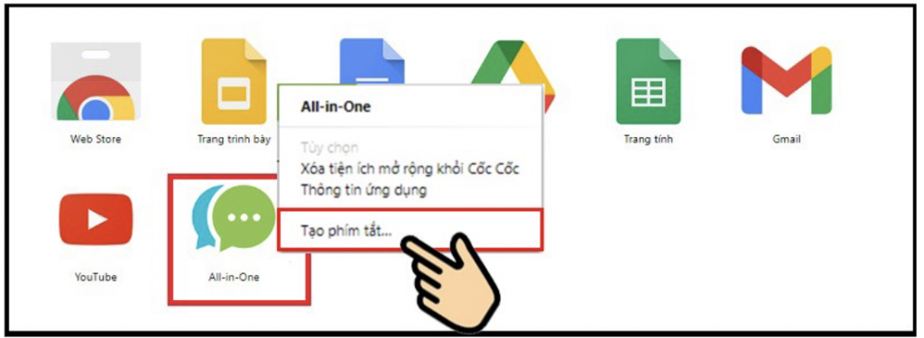 Tạo phím tắt cho công cụ All-in-One